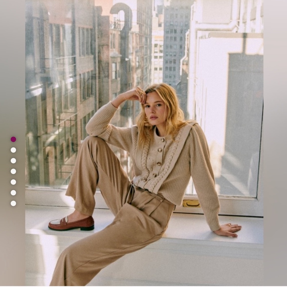 Sezane Rebecca Cream Cardigan Sweater